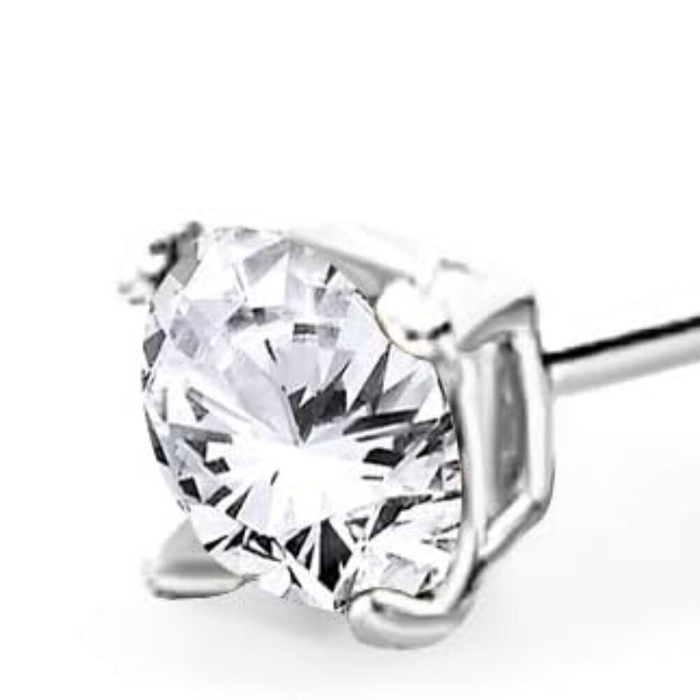 14k Gold Stud Earrings White and Yellow Gold Cubic Zirconia 2mm-8mm